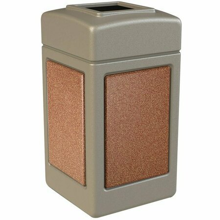 COMMERCIAL ZONE CZ 720316 StoneTec 42 Gallon Beige Square Decorative Waste Receptacle with Sedona Panels 278720316